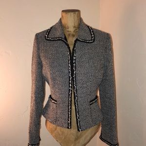 Albert Nipon black and white wool short jacket